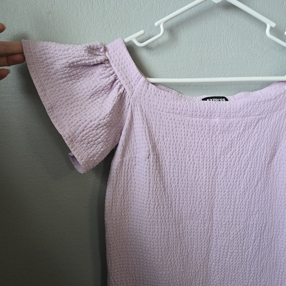 Express Small Purple Off the Shoulder Top - Picture 2 of 4